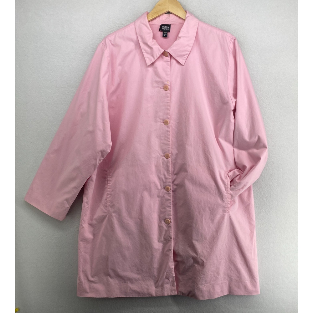 Eileen Fisher Pink Button-Front Lightweight Coat